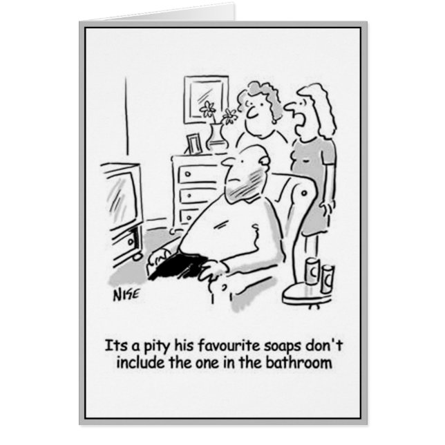 Cartão Homem assistindo telenovela. (Frente)