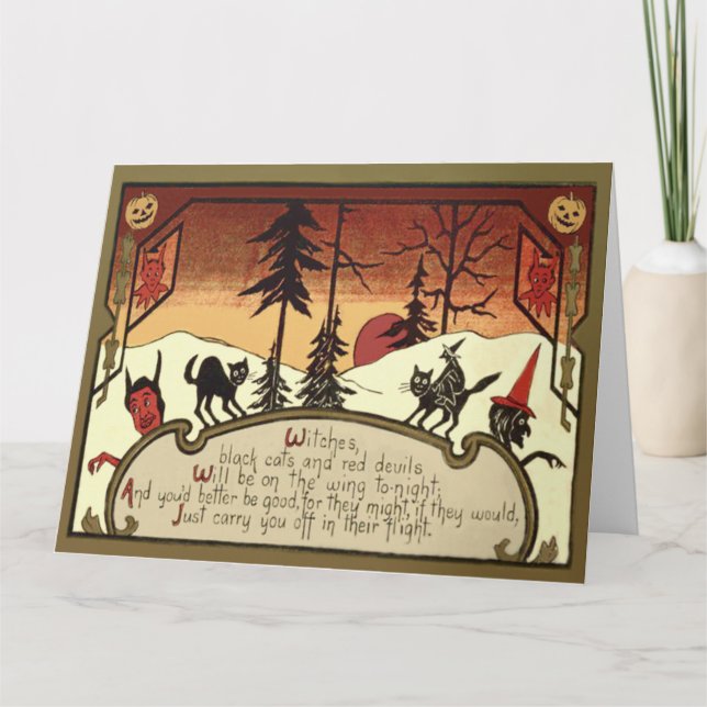 Cartão Homem-Bruxa Jack O' Lanterna Pumpkin Lua Cheia (Frente)