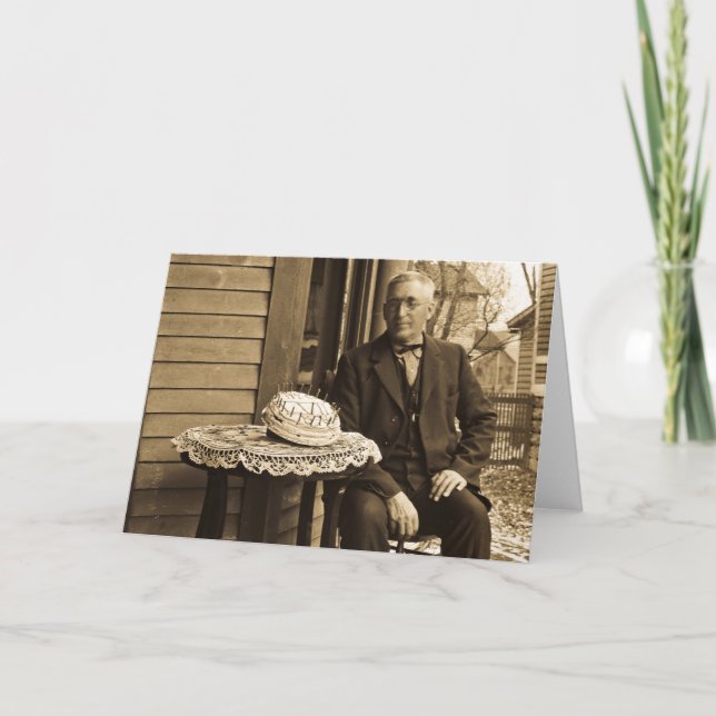 Cartão Homem com bolo (Frente)