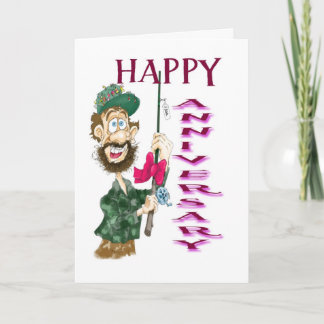 Cartão Homem com polo de pesca Feliz Aniversário