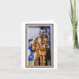 Cartão Homem com Violão. Arte mural em Orgosolo, Sardenha