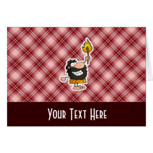 Cartão Homem das cavernas vermelho dos desenhos animados