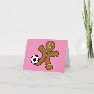 Cartão Homem de Biscoito de Gengibre Jogando Futebol
