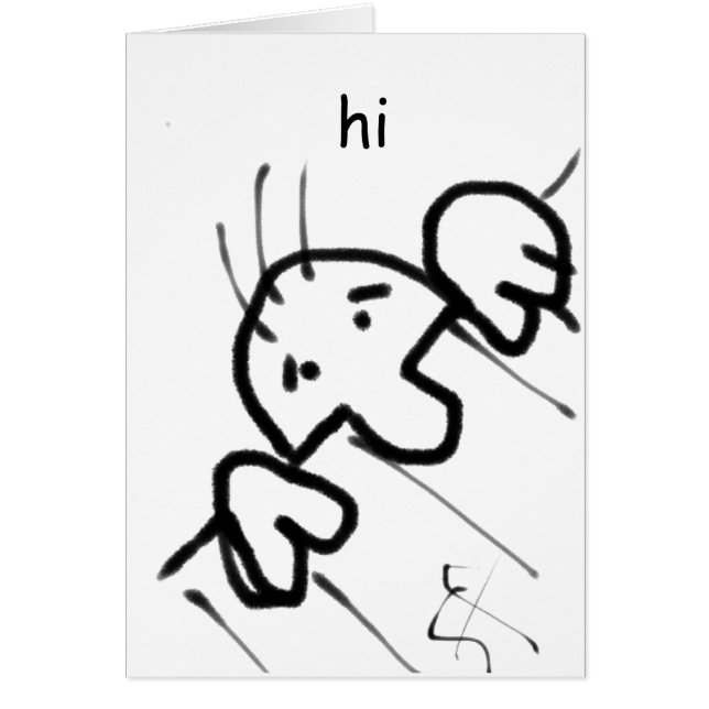 Cartão Homem de Cartoon bonito espreitando sobre uma cerc (Frente)