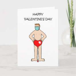 Cartão Homem de Cartoon Covid 19 Vestindo apenas uma másc