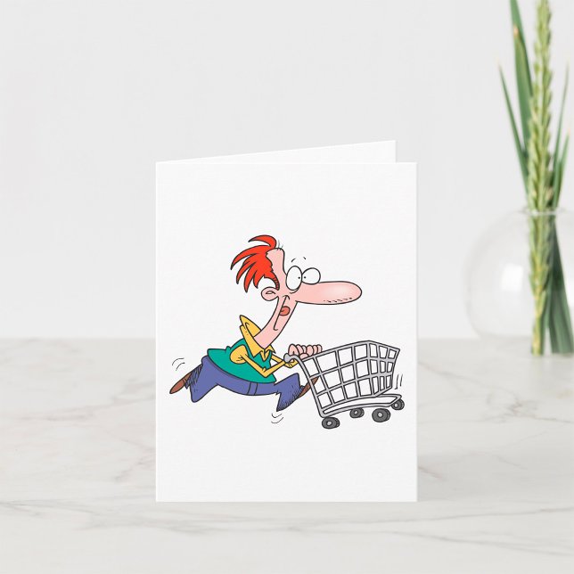 Cartão Homem de Desenho Animado Divertido Correndo com Ca (Criador carregado)