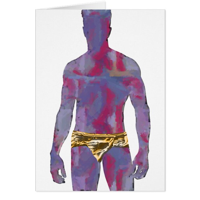 Cartão Homem de Dourada roupa de baixo (Frente)