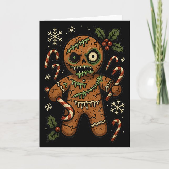 Cartão Homem de Gengibre Zumbi Natal Zumbi  (Frente)