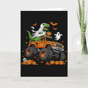 Cartão Homem de Halloween de Caminhão Monstro Montando Di