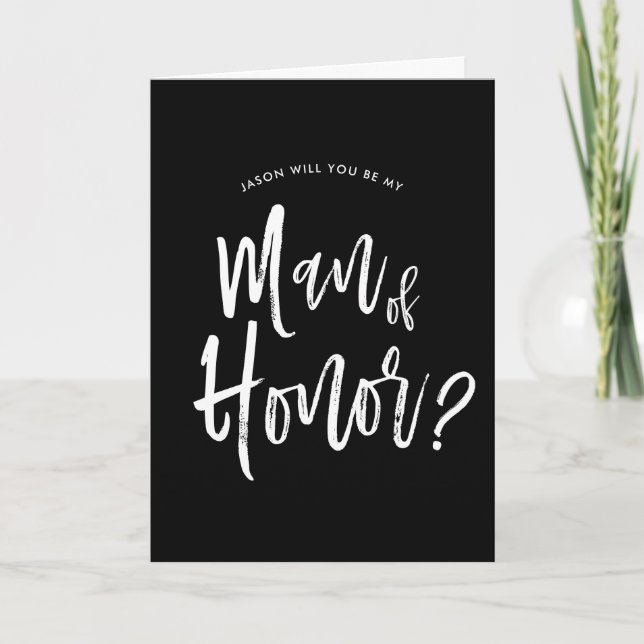 Cartão Homem de Honra | Casamento Preto Personalizado do  (Frente)