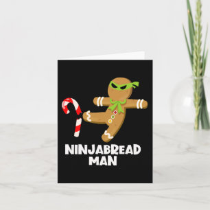 Cartão homem de pão ninja diversão ginja chutando cana de