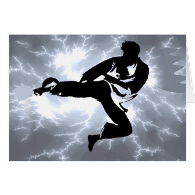 Cartão Homem de prata do relâmpago das artes marciais (Frente Horizontal)