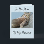 Cartão Homem dos meus sonhos Aniversário<br><div class="desc">Cartão engraçado para seu homem especial com Rupie na reclinadora. Todo texto é personalizável. ©Christine Greenspan: feelbetterphotos.com</div>