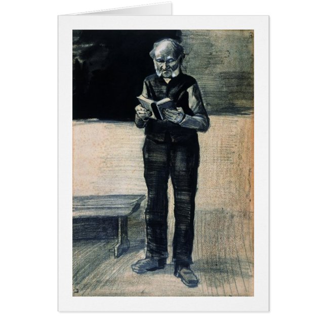 Cartão Homem em pé lendo um livro, Vincent van Gogh (Frente)