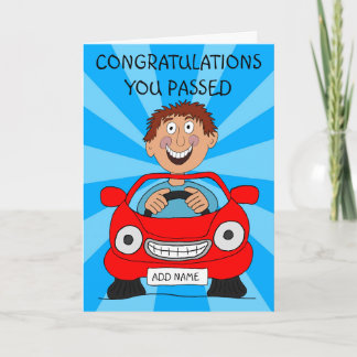 Cartão Homem Feliz Acaba de Passar no Teste de Direção