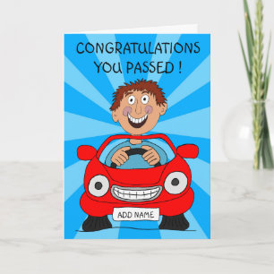 Cartão Homem Feliz Passa no Teste de Direção