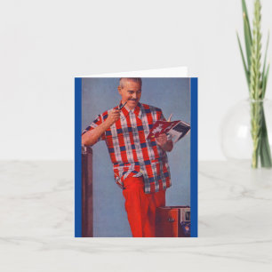 Cartão homem grande em vermelho e xadrez