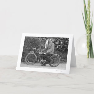 Cartão Homem na antiga moto B.S.A.