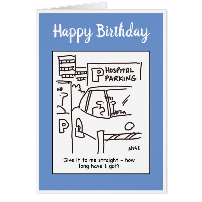Cartão Homem no Parque do Carro do Hospital pergunta Quan (Frente)
