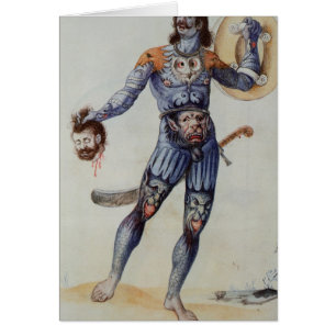 Cartão Homem Pictish que guardara uma cabeça humana