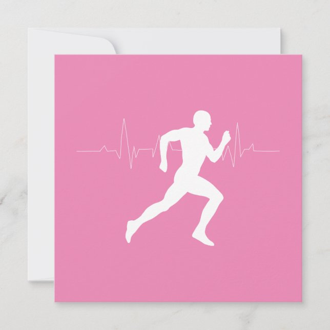Cartão Homem Runners Silhouette em Fundo Rosa (Frente)
