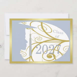Cartão Homem Silhueta Dourado e Azul-Celeste 2027