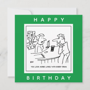Cartão Homem Traduzindo uma Barmaid em um Cartoon Pub