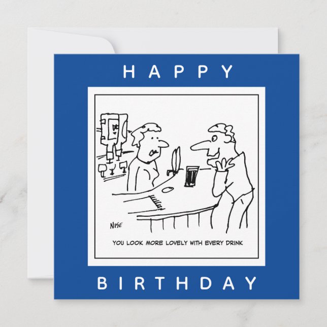 Cartão Homem Traduzindo uma Barmaid em um Cartoon Pub (Frente)