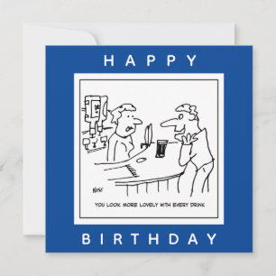 Cartão Homem Traduzindo uma Barmaid em um Cartoon Pub