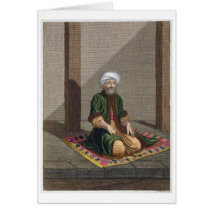 Cartão Homem turco, praying, século XVIII (gravura)