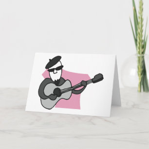 Cartão Homem Usando Boina Tocando Violão