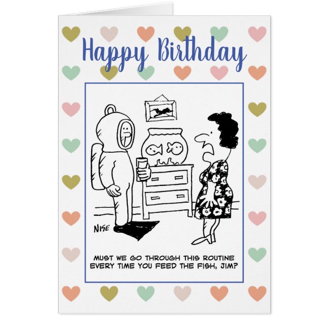 Cartão Homem veste-se na engrenagem de Scuba para aliment (Frente)