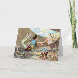 Cartão Homens Acrobats Atuando Em Um Circo