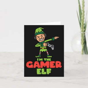 Cartão Homens da Família Natal Gamer Elf Dab Xmas