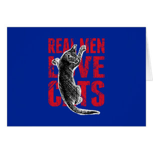 Cartão Homens de verdade adoram gatos de azul