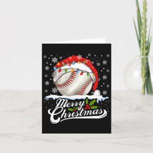 Cartão Homens do Natal Baseball Ball Santa Hat Xmas Boys