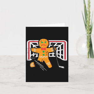 Cartão Homens do Natal Gingerbird Man Ice Hockey