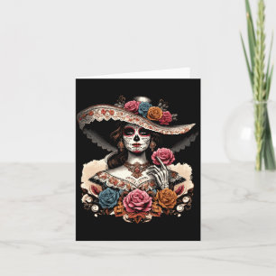 Cartão Homens La Catrina Caveira Colorida Mexicana Dia De