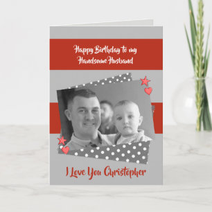 Cartão Homens Marido Red & cinza Aniversário saudação