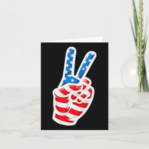 Cartão Homens Meninos Bandeira Americana Sinal de Paz Mão