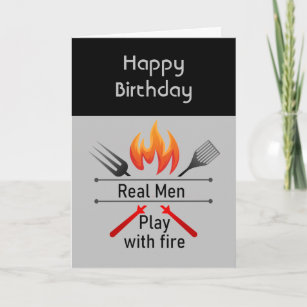 Cartão Homens Reais Brincam com o Aniversário do CHURRASC