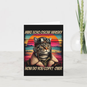 Cartão Homens Retro Gato Piloto Mike Echo O Whisky Meow