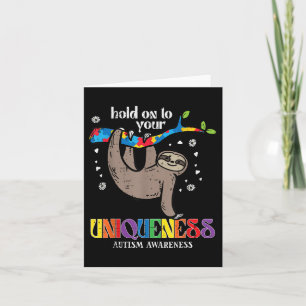 Cartão Homens Sloth Autism Sensibilizam-Se Com Uniquidade