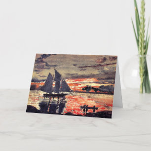 Cartão Homer - Sunset Fires, fine art watercolor painting