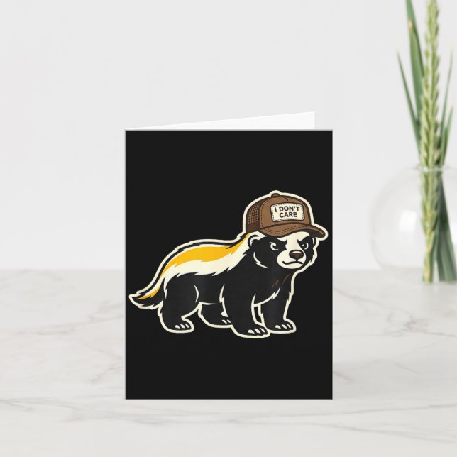 Cartão Honey Badger I Don't Care Trucker Funny Animal Art (Frente)