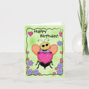 Cartão Honey Bee Heart Art Happy Birthday