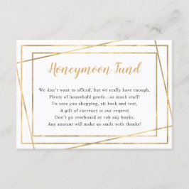 Cartão Honeymoon de casamento | quadro ouro simple