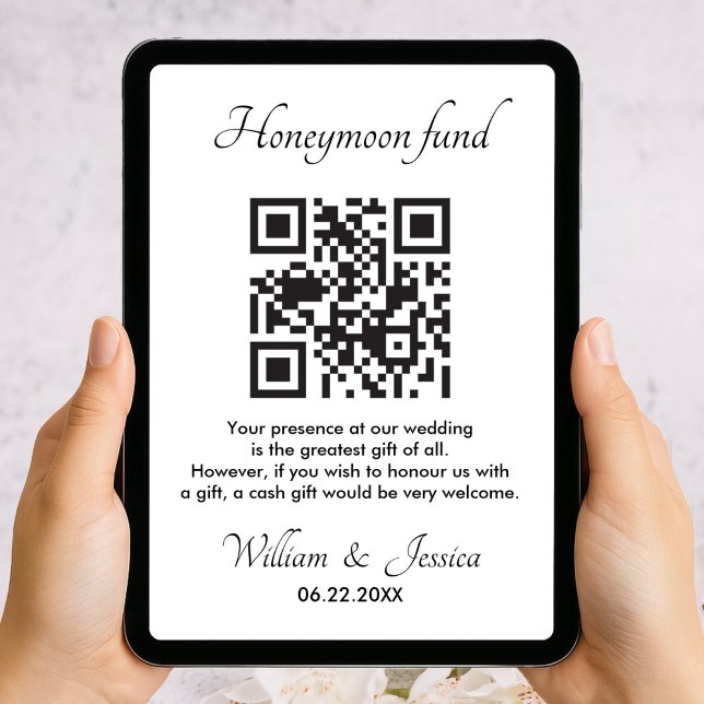 Cartão Honeymoon Fund With QR Code Enclosure Card (Criador carregado)
