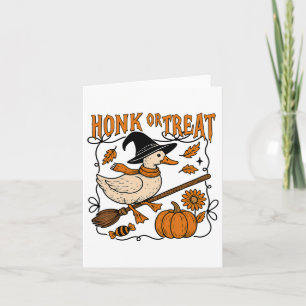 Cartão Honk Ou Doce Halloween Ganso Ganso Fofo Bruxa Ha
