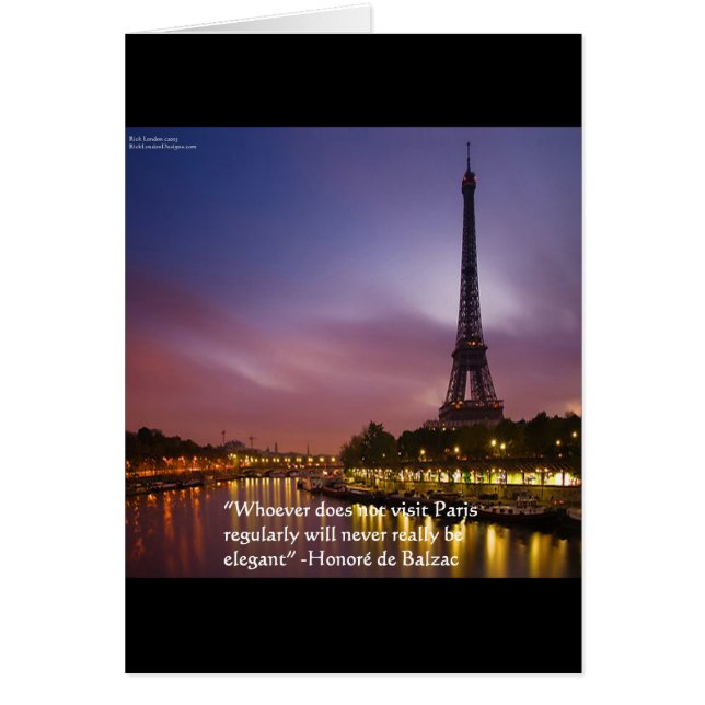 Cartão Honoré de Balzac Sobre Paris França (Frente)